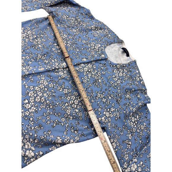 Lands End Womens Blue Floral Button-Down Cardigan Sweater S/P Cotton Blend Light - Picture 9 of 11